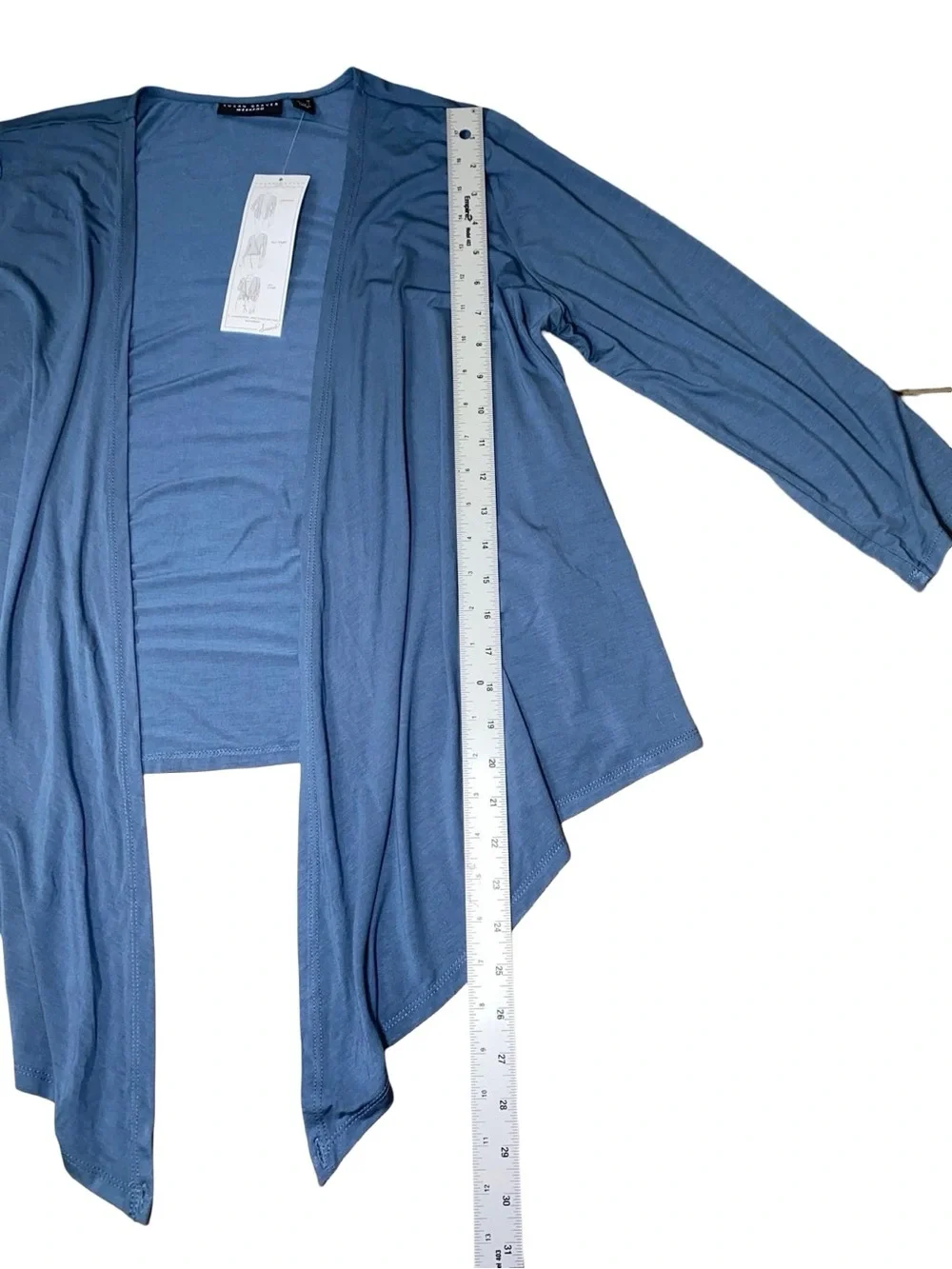 Susan Graver Weekend Blue Signature Shrug Open Front Cardigan Medium Rayon